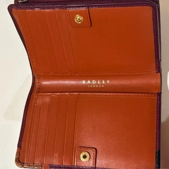 Radley London Scottie Dog Leather Wallet Zip Around Burgundy - Picture 8 of 12